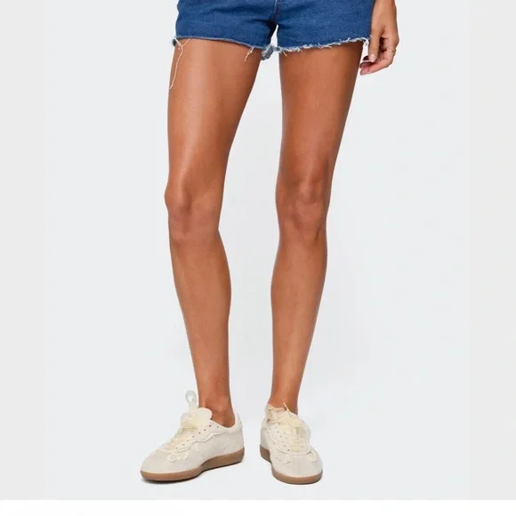 Edikted Dark Blue Jean Shorts - Picture 3 of 3